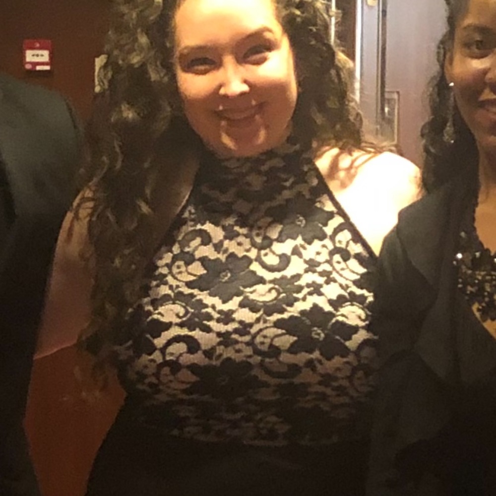 Lace black and cream halter dress! Work once!